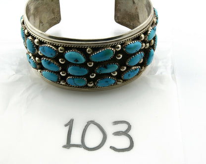 Navajo Bracelet .925 Silver Turquoise Mountain H. Spencer Native American 1990's