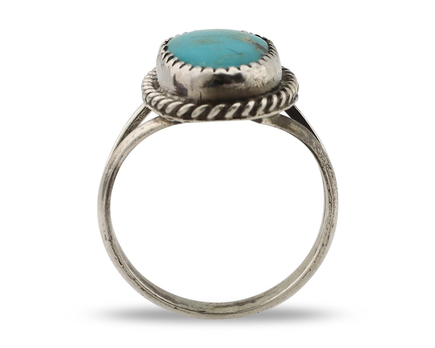 Navajo Handmade Ring 925 Silver Kingman Turquoise Artist Signed MC C.80's
