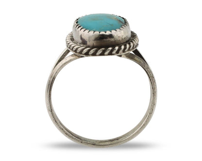 Navajo Handmade Ring 925 Silver Kingman Turquoise Artist Signed MC C.80's