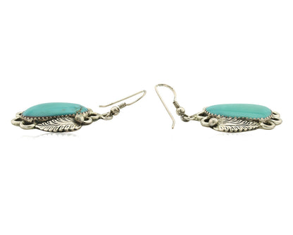 Navajo Earrings .925 Silver Kingman Turquoise Native American Artist C.80's