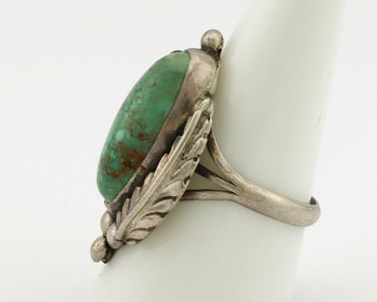 Navajo Ring .925 Silver Manassas Turquoise Signed Native Artist C.80's