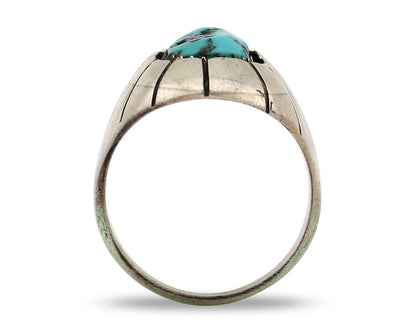 Navajo Ring 925 Silver Blue Sleeping Beauty Turquoise Artist Signed P C.80's