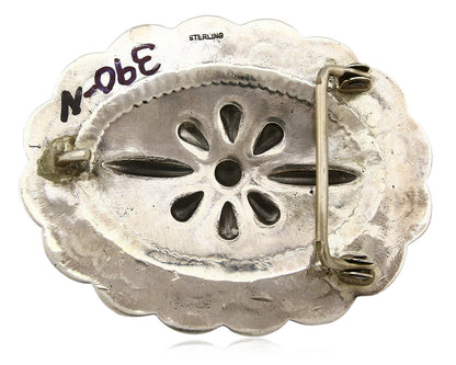 Navajo Belt Buckle .925 Silver Hand Stamped Artist Native American C.80's