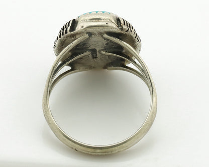 Navajo Ring .925 Silver Sleeping Beauty Turquoise Native Artist C.80's