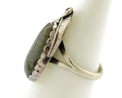 Navajo Ring .925 Silver Spiderweb Turquoise Native American Artist C.1980s