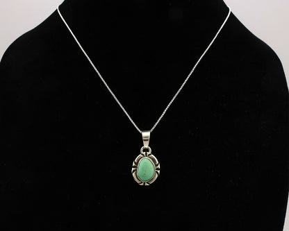 Navajo Necklace .925 Silver Kingman Turquoise Signed Gecko C.1980's