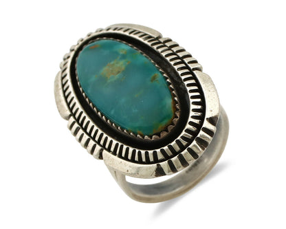 Navajo Ring .925 Silver Nevada Turquoise Native American Artist C.1980's