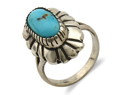 Navajo Ring .925 Silver Arizona Turquoise Signed M Montoya C.80's