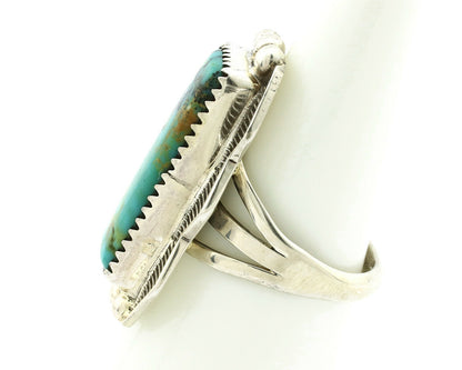 Navajo Ring .925 Silver Natural Aqua Turquoise Signed Apache C.80's