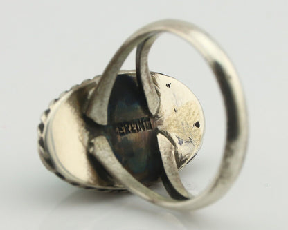 Navajo Ring 925 Silver Natural Blue Kingman Turquoise Native Artist C.80's