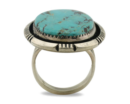 Navajo Ring .925 Silver Natural Turquoise Artist Signed William Denetdale C.80s