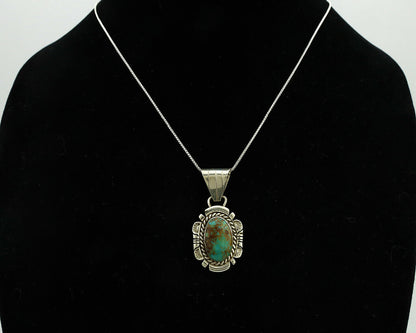 Navajo Necklace .925 Silver Kingman Turquoise Signed JP C.1980's