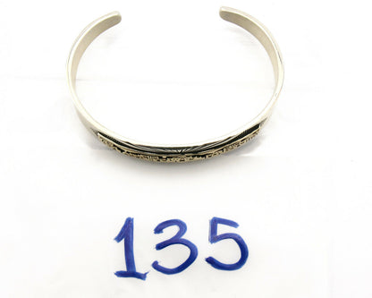 Navajo Bracelet .925 Silver SOLID 14k Yellow Gold Signed MM Rogers & EG C80-90s