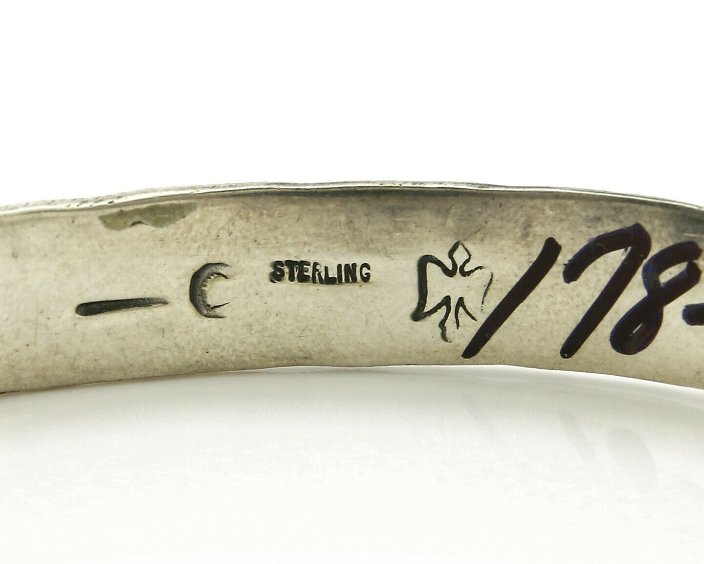 Navajo Bracelet .925 Silver Handmade Hand Stamped Signed Artist C Montoya C.80's