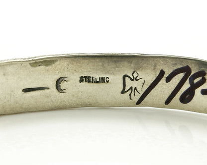 Navajo Bracelet .925 Silver Handmade Hand Stamped Signed Artist C Montoya C.80's