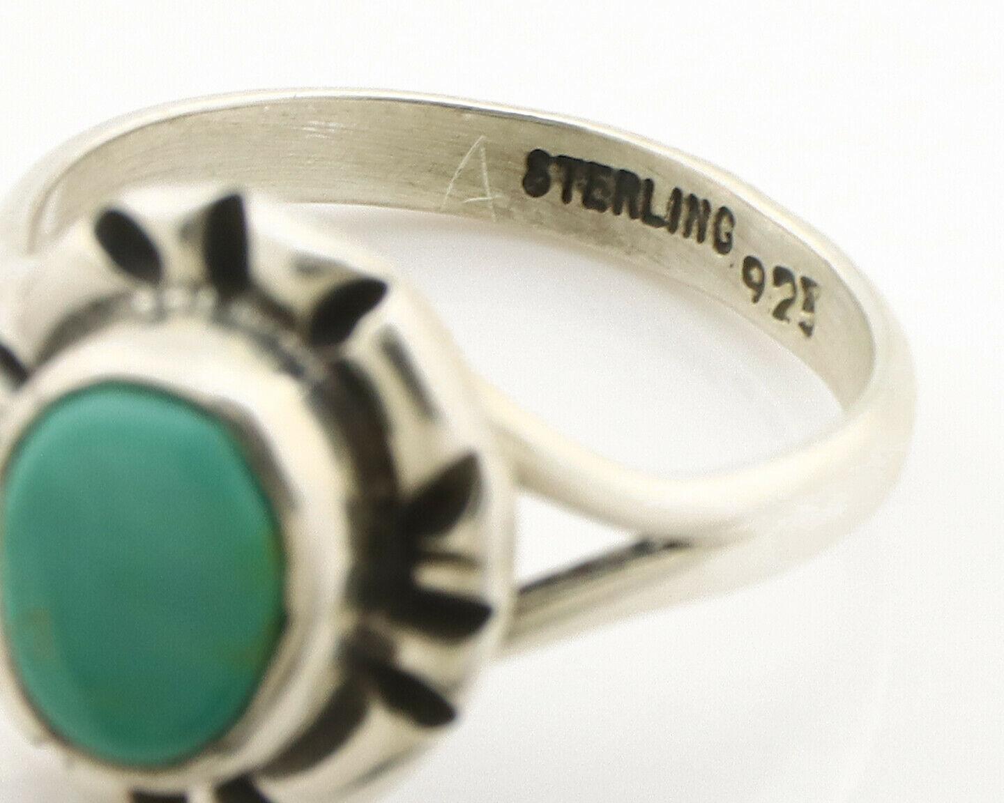 Navajo Ring .925 Silver Kingman Turquoise Artist Signed Gecko C.90's