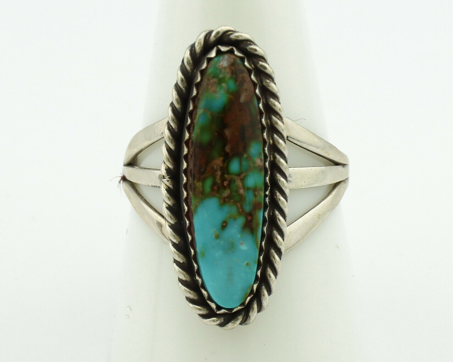 Navajo Ring .925 Silver Kingman Turquoise Native Artist C.80's