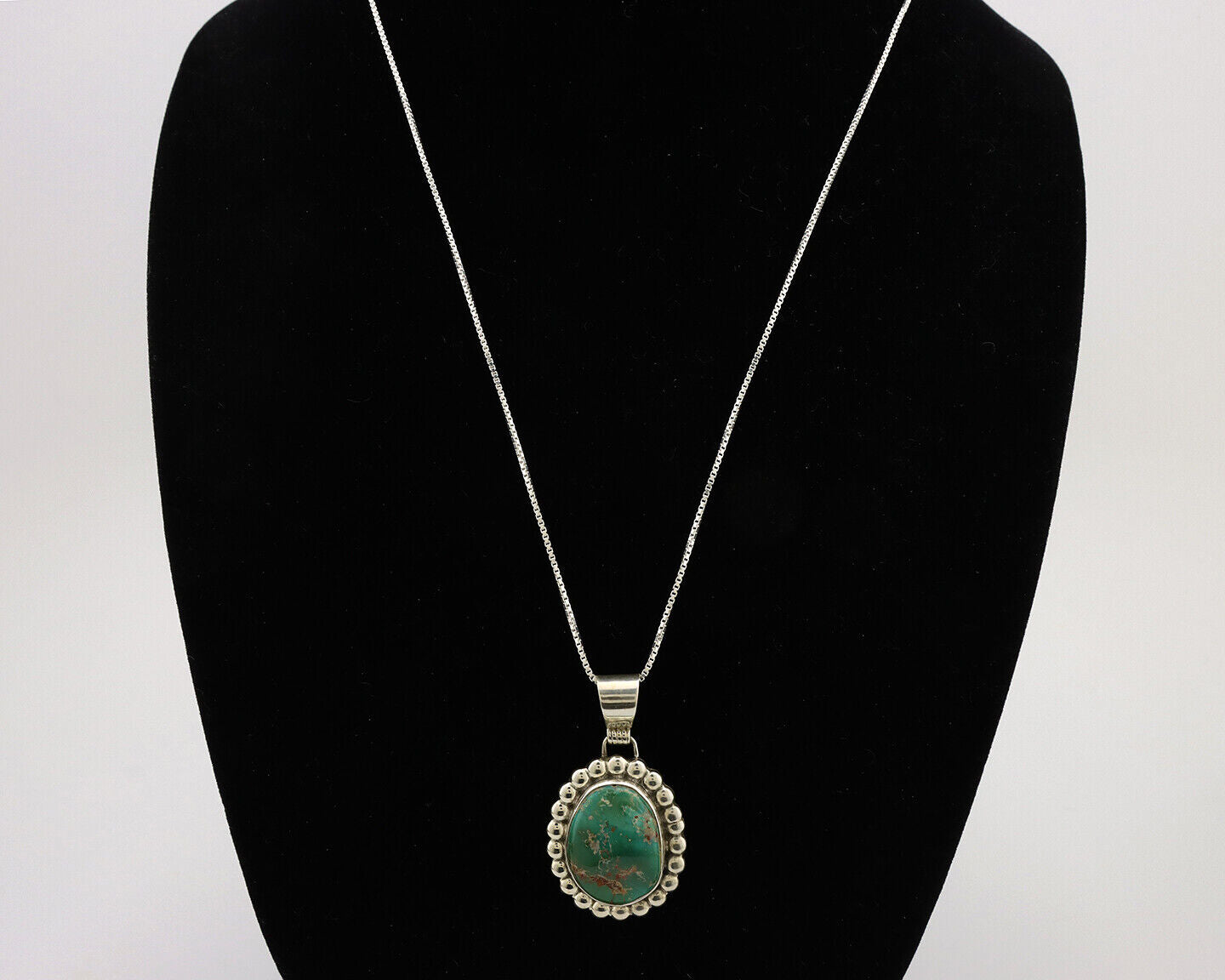 Navajo Necklace .925 Silver Royston Turquoise Signed Native C.1980's