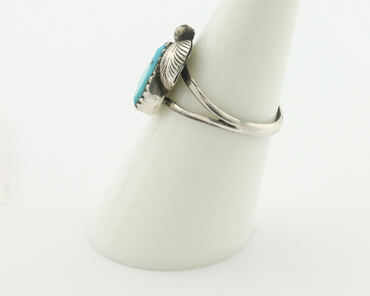 Navajo Handmade Ring .925 Silver Kingman Turquoise Native Artist C.80's