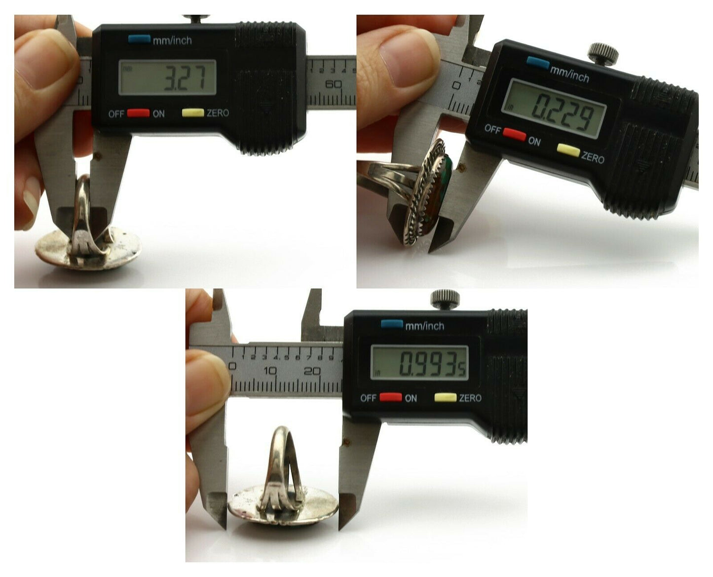 Navajo Ring .925 Silver Kingman Turquoise Native American Artist C.1980's