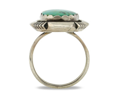 Navajo Ring .925 Silver Kingman Turquoise Artist Signed M Nez C80s