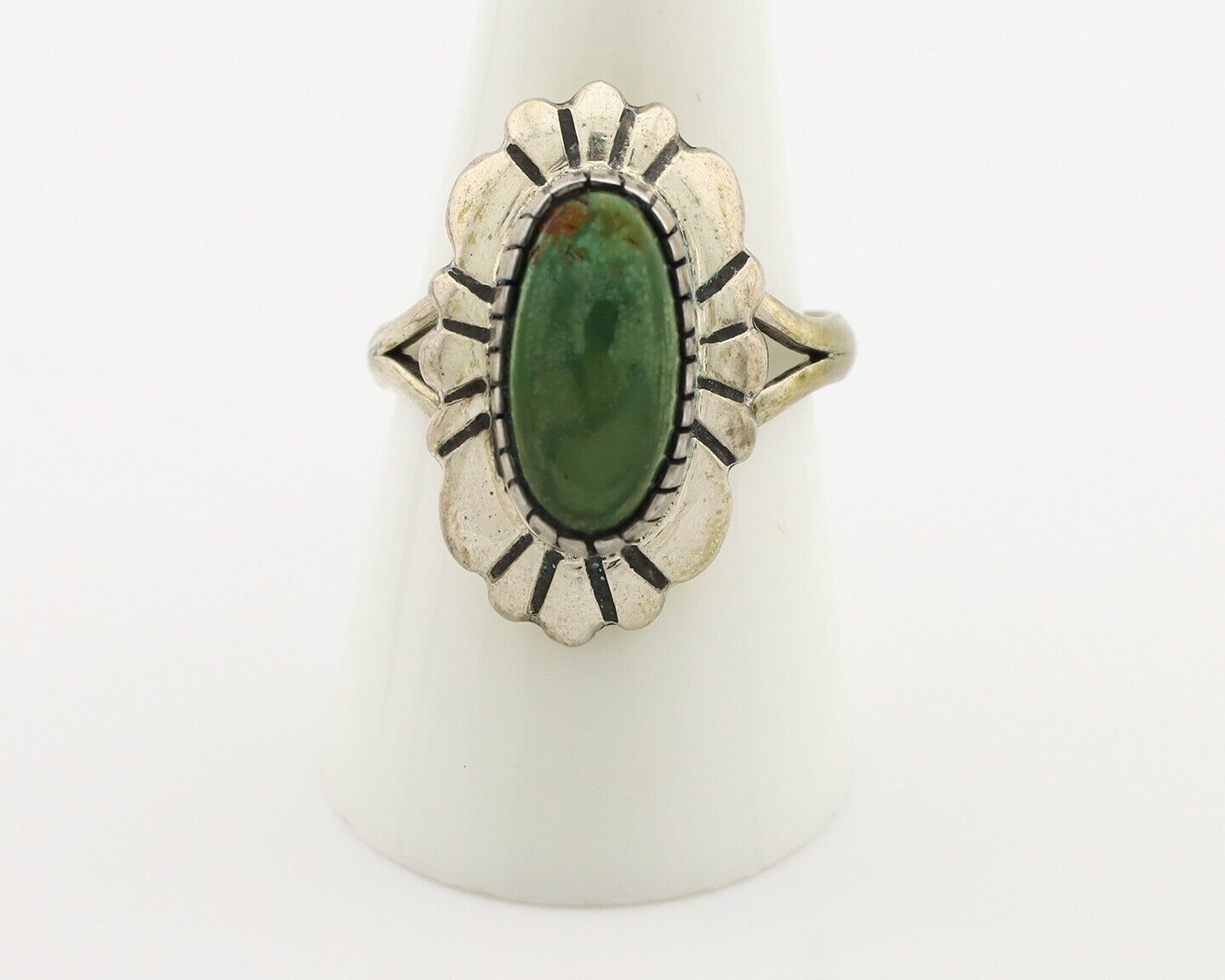 Navajo Ring .925 Silver Manassas Turquoise Artist Signed C Montoya C.80's