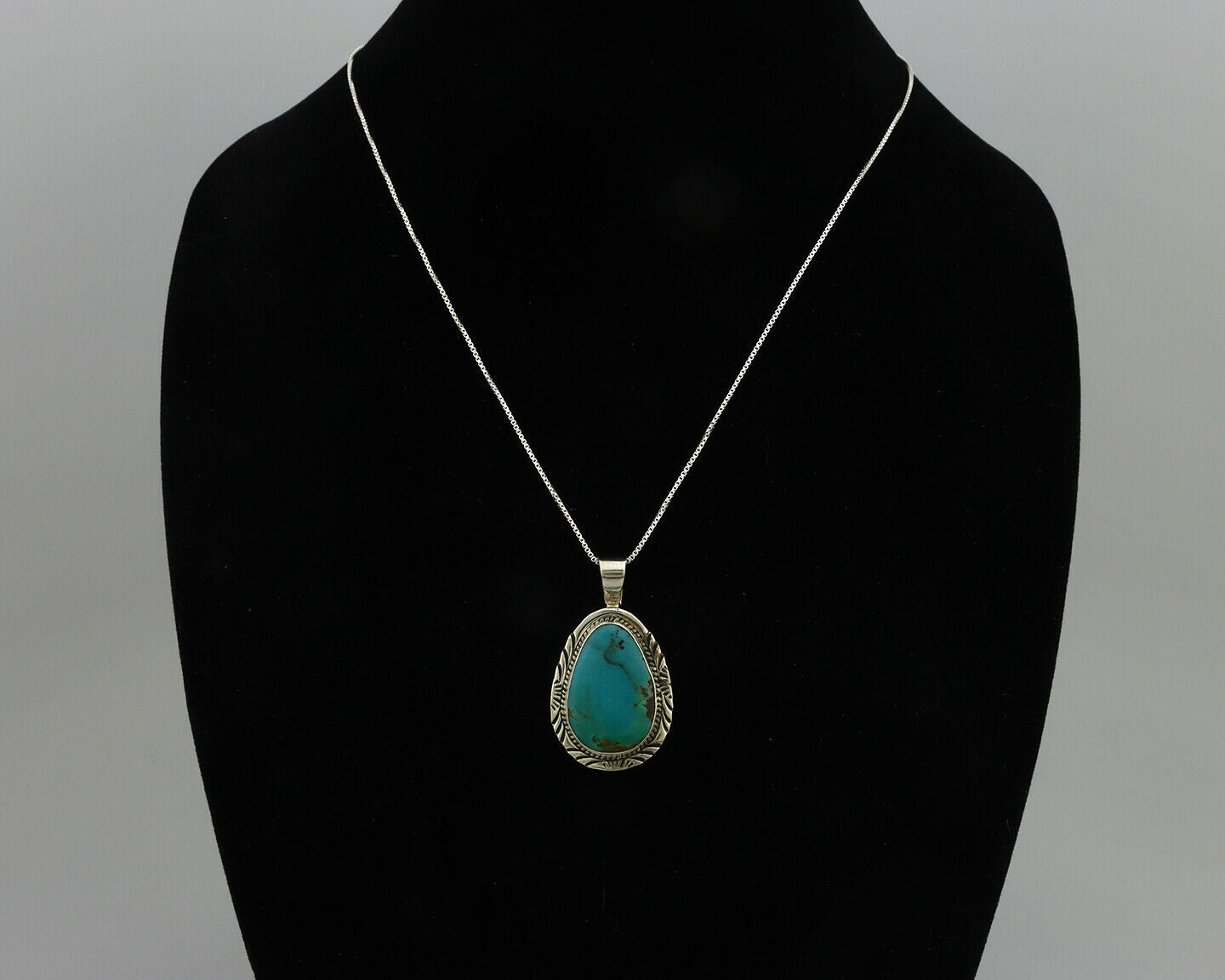 Navajo Pendant .925 Silver Blue Turquoise Artist Signed PB C.80's