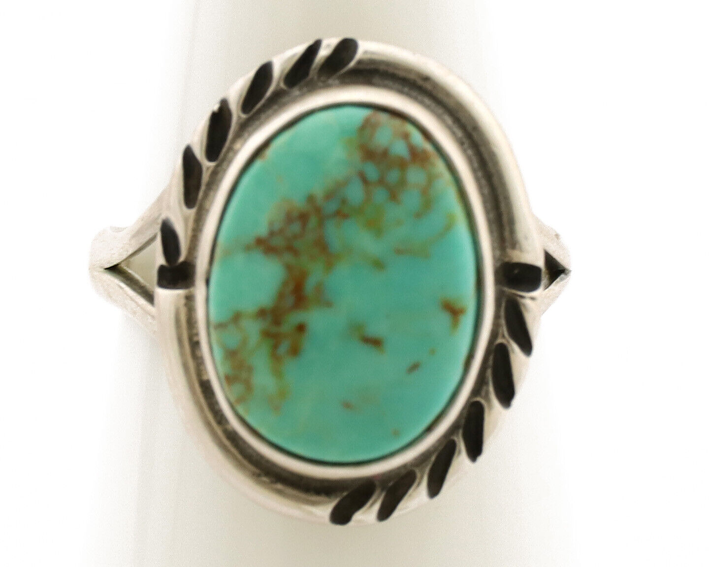 Navajo Ring .925 Silver Kingman Turquoise Native American Artist C.1980s
