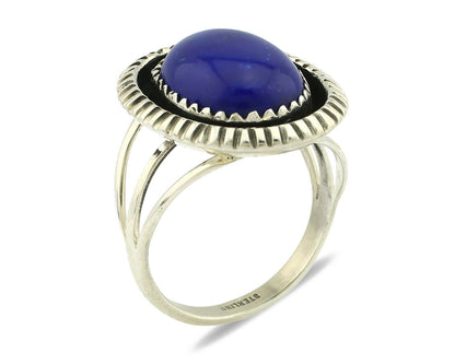 Navajo Ring .925 Silver Natural Lapis Lazuli Native American Artist C.80's