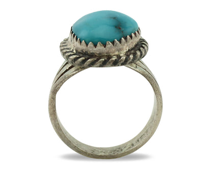 Navajo Ring .925 Silver Natural Blue Turquoise Native American Artist C.1980's