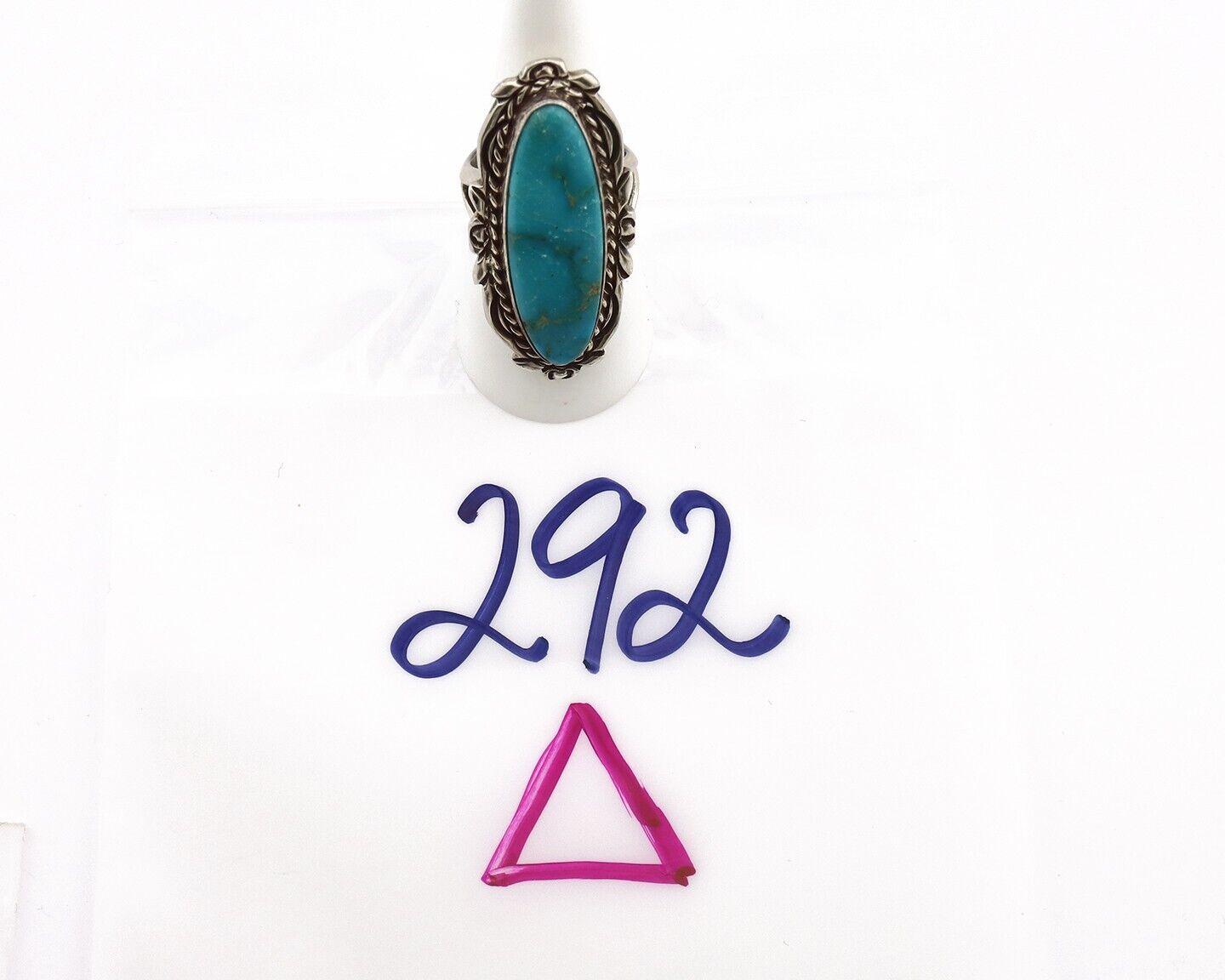 Navajo Ring 925 Silver Blue Gem Turquoise Native Artist Signed Billy Eagle C.80s