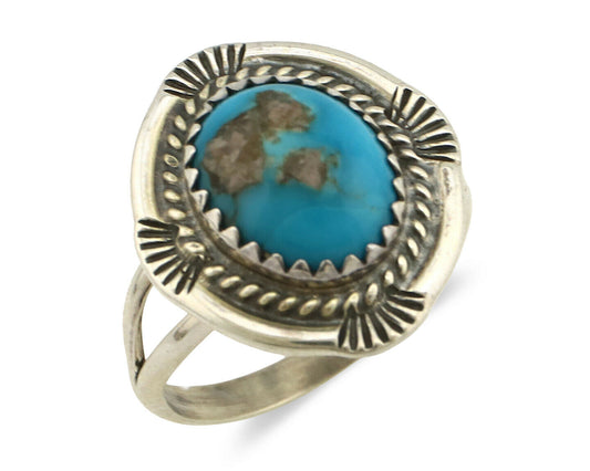 Navajo Ring .925 Silver Blue Southwest Turquoise Native Artist C.1980's