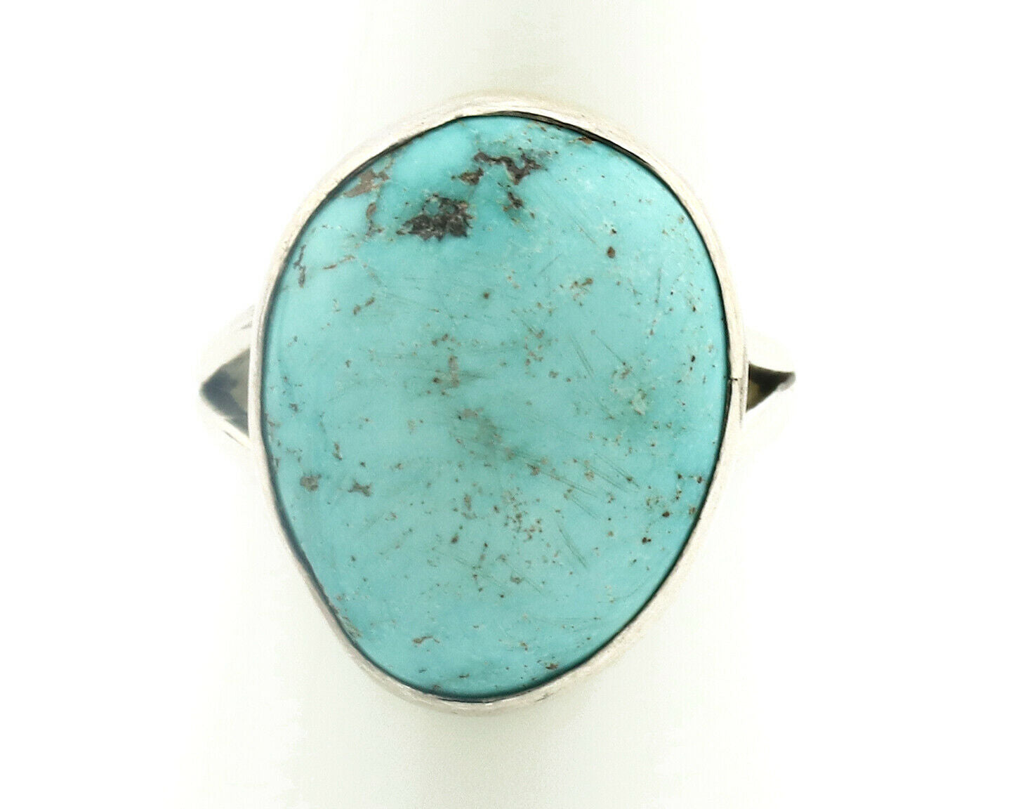 Navajo Ring .925 Silver Natural Blue Turquoise Signed Apache C.80's