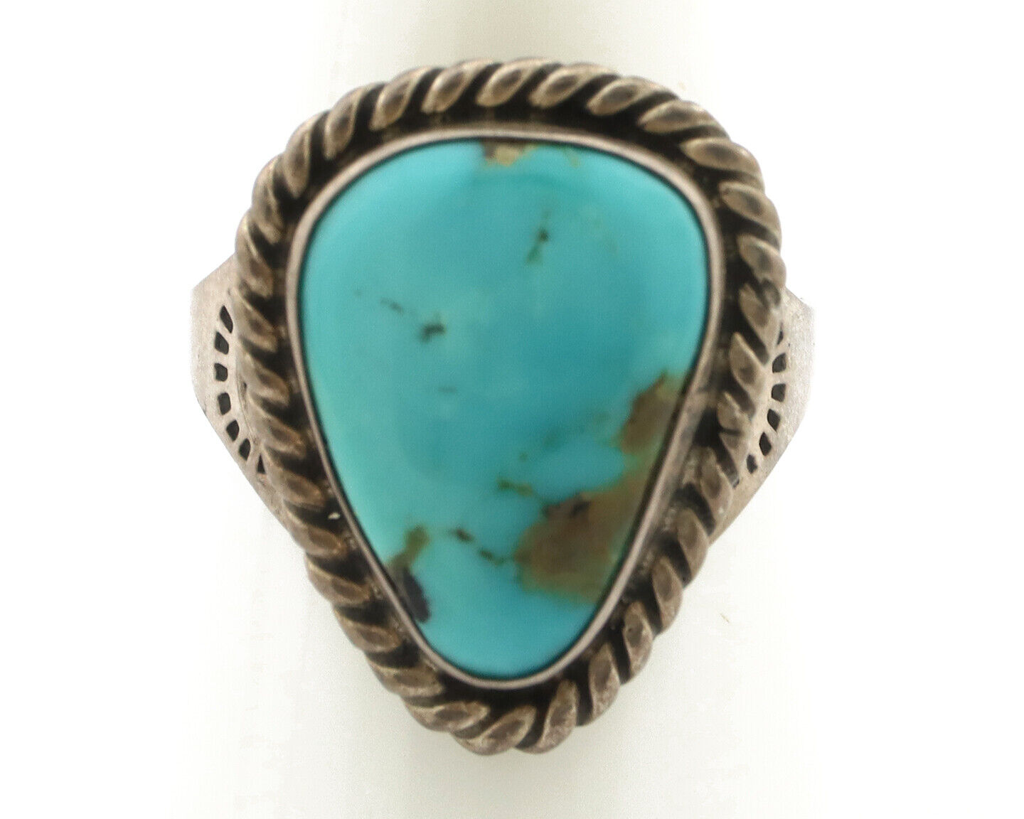 Navajo Ring 925 Silver Natural Blue Turquoise Native American Signed C.80's