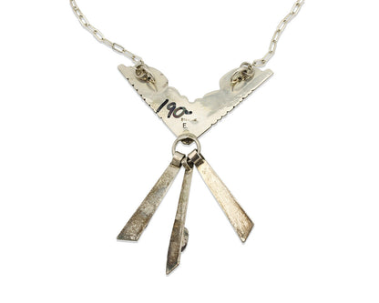 Navajo Necklace .925 Silver Sleeping Beauty Turquoise Signed E C.80's