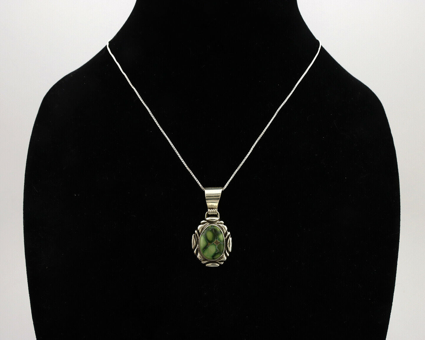 Navajo Necklace .925 Silver Kingman Turquoise Signed Sun C.1980's