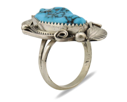 Navajo Inlay Band Ring 925 Silver Blue Morenci Turquoise Signed Justin Morris