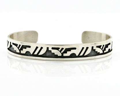 Navajo Bracelet .925 SOLID Silver Signed Artist RC Overlay Design C.90's
