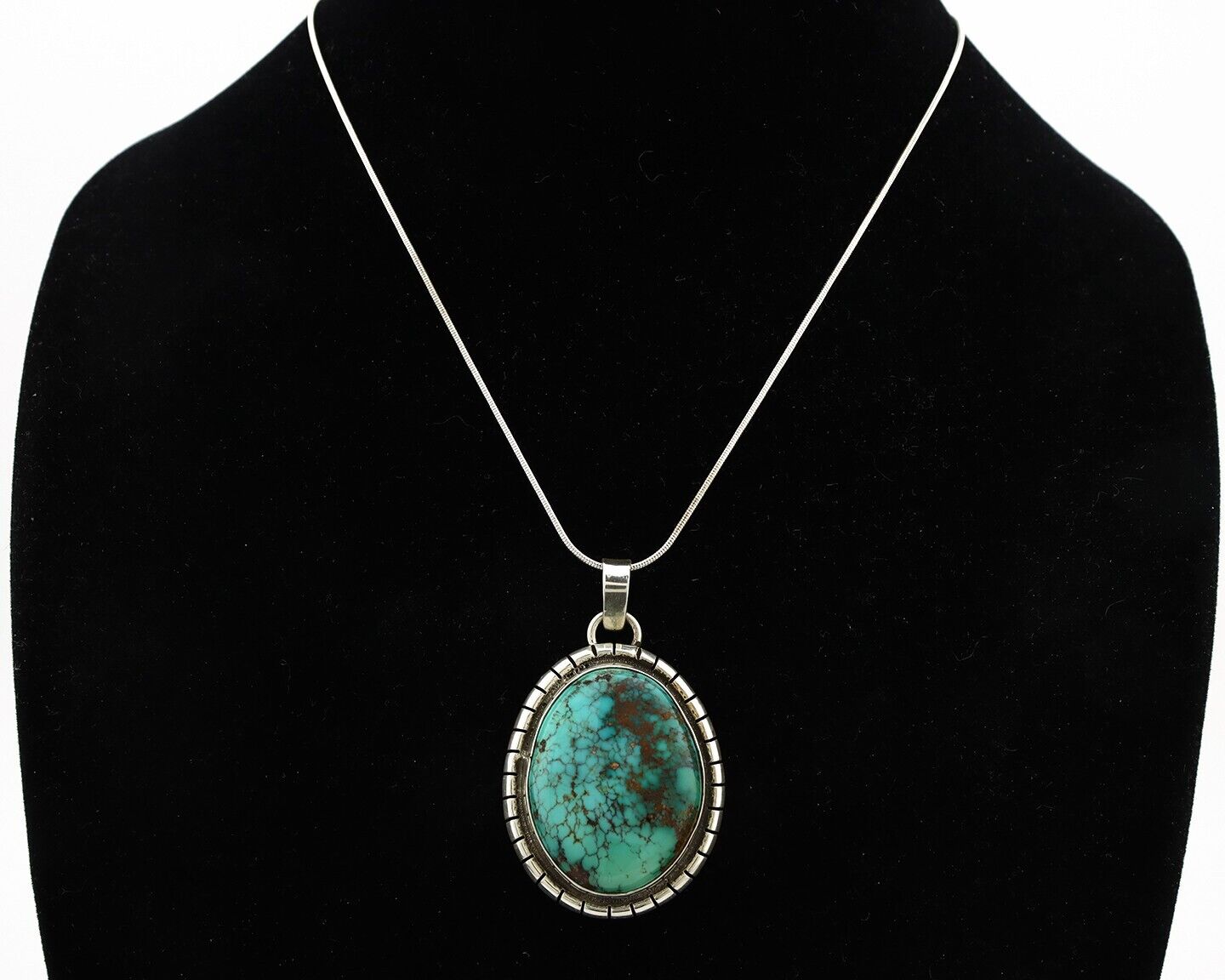 Navajo Necklace 925 Silver Epic Natural Turquoise Native American Artist C.80's