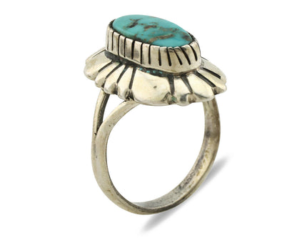 Navajo Ring .925 Silver Natural Mined Turquoise Artist Signed M Montoya C.80's
