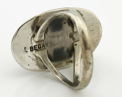Navajo Ring .925 Silver Kingman Turquoise Signed M Begay C.1980's