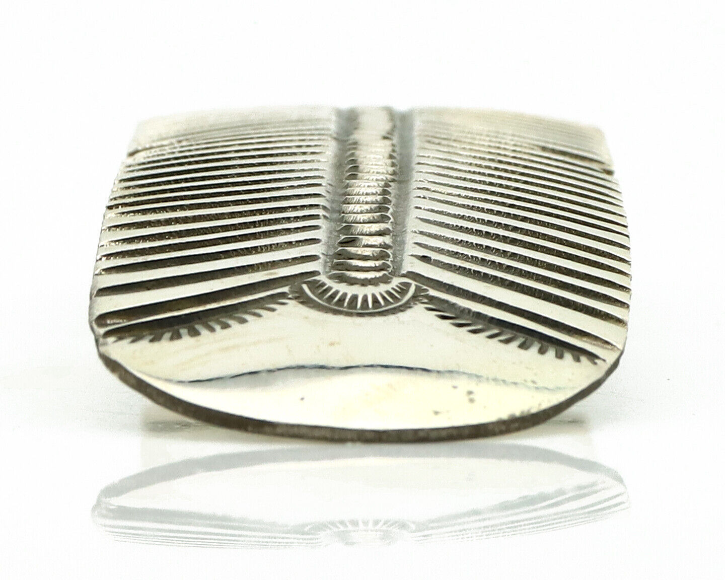 Navajo Hair Clip Barrette 925 Silver Hand Stamped Native Artist Signed BD C.80's