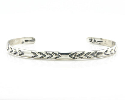 Navajo Bracelet .925 Silver Hand Stamped Arrow Head Artist I Montoya C80s
