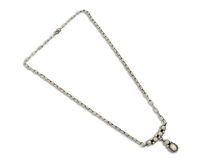 C.1990's Navajo Mae Bia Opal .925 Silver 5 Stone Necklace