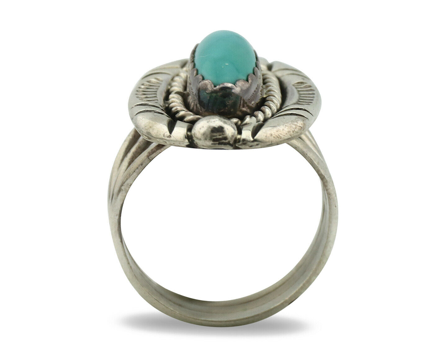 Navajo Ring .925 Silver Blue Turquoise Artist Signed V&N EDSITTY C.80's