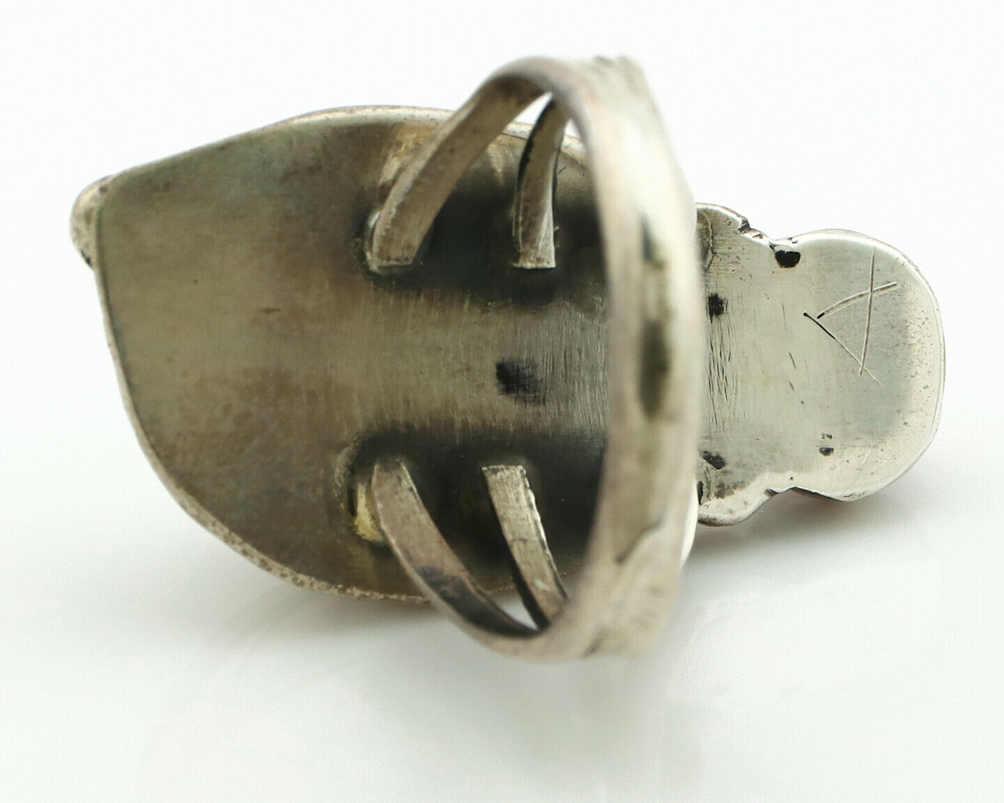 Navajo Ring .925 Silver Turquoise & Coral Native American Artist C.1980's