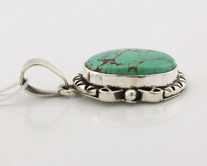 Navajo Necklace .925 Silver Kingman Turquoise Native American Signed C.1980's