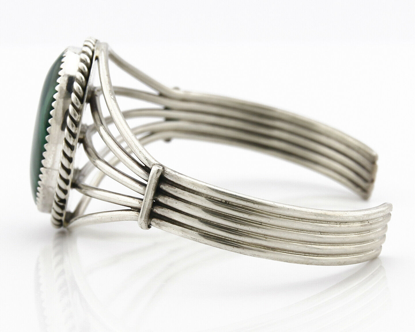 Women's Navajo Bracelet .925 Silver Natural Mined Malachite Native American C90s