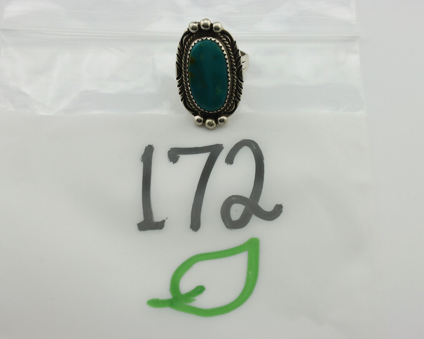 Navajo Ring 925 Silver Natural Blue Turquoise Signed M Begay C.80's