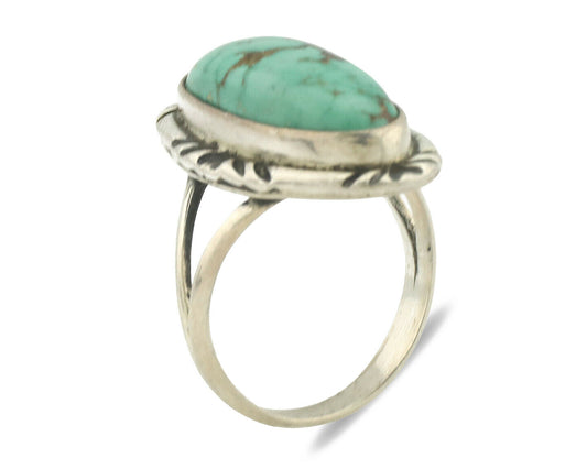 Navajo Ring .925 Silver Natural Turquoise Artist Signed Native American C.80's